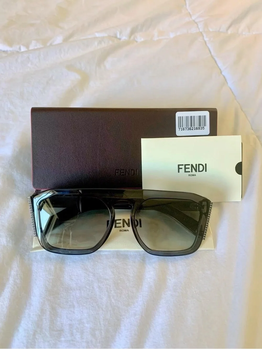 Fendi Men’s Black Gradient Square Shield Sunglasses